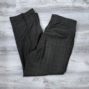 Henry Grethel Mens Plaid Dress Pants Brown Pleated‎ Trousers Business Career